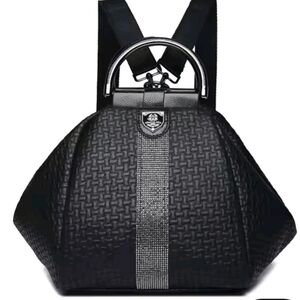 New Jingpin Black Multifunctional Backpack Crossbody Duffle FauxLeather